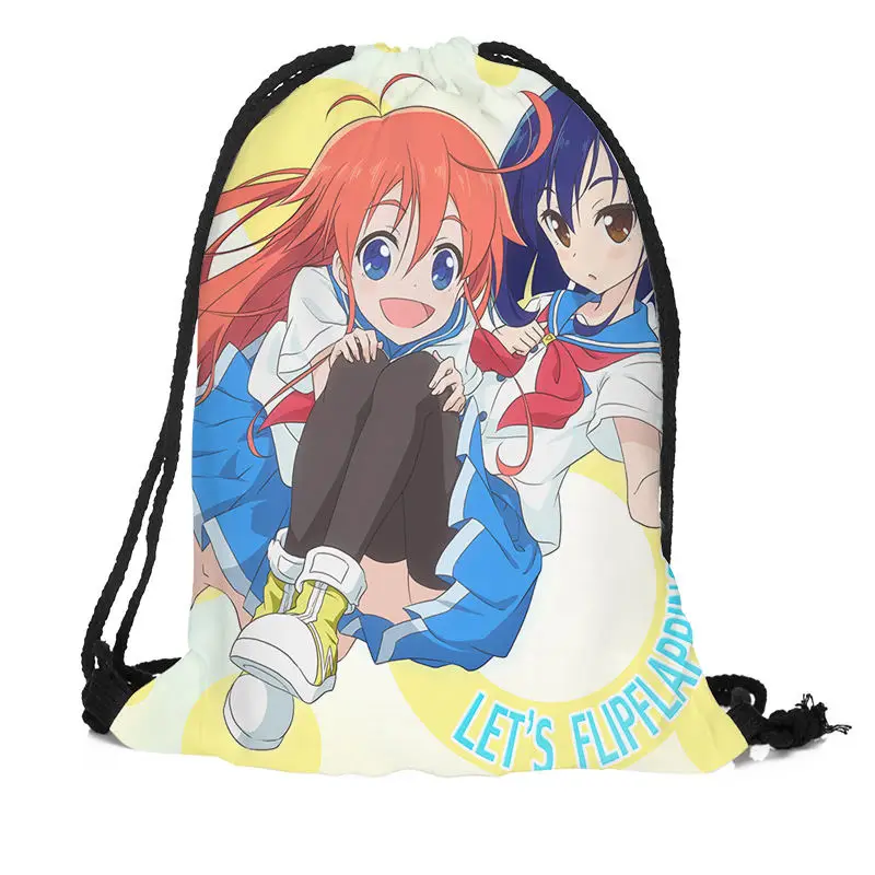 

Custom Flip Flappers Drawstring Backpack Silk Soft Bag Travel Beach School Backpack More Size Custom You Image