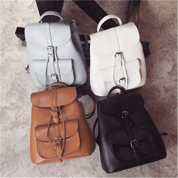 

Trendy Female Drawstring PU Leather Backpacks Teenage Girls Small School Bags Women High Quality Casual Rucksack