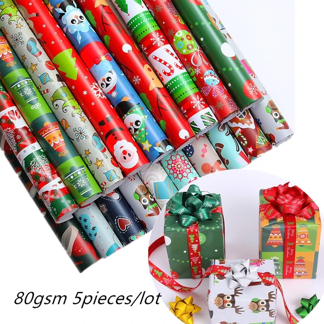 8 Pcs Xmas Christmas Wrapping Paper Sheets Roll Packaging for Holiday Gift  Wrap Vintage Craft Paper Decor Gifts - AliExpress