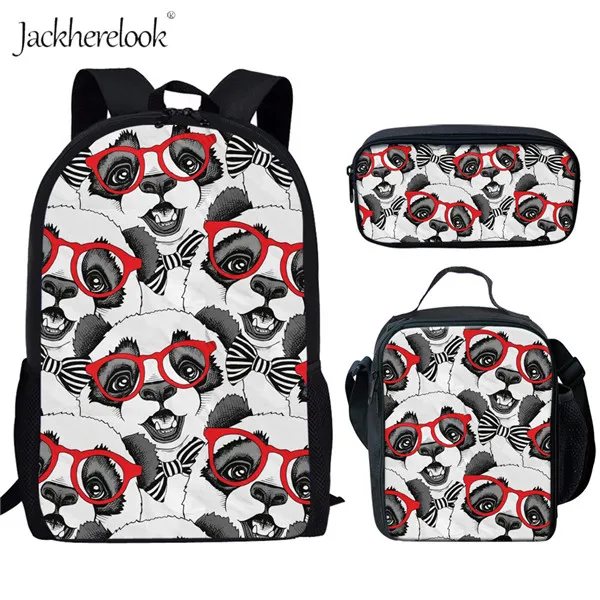Jackherelook/милые детские рюкзаки с принтом панды из бамбука для мальчиков и девочек, комплект из 3 предметов, школьные сумки для учеников начальной школы - Цвет: HX568CGK