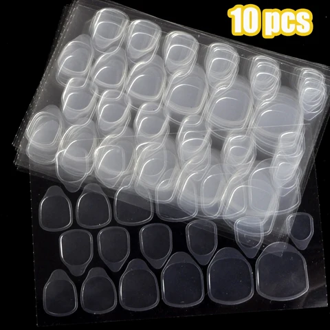 10 Sheets Jelly Double-side Glue Sticker For Fake Nails Tips Transparent Flexible Adhesive Tabs