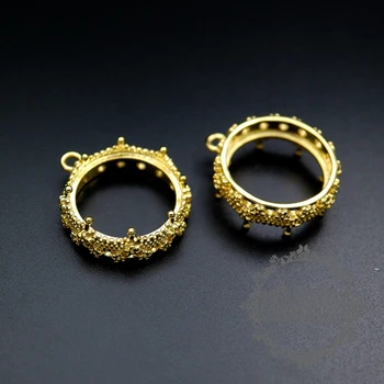 

20mm gold color flower brass round charm settings for cabochon pendant DIY supplies 1411163