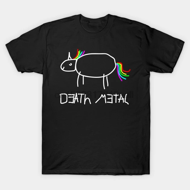 

Summer Fashion Street Short Sleeve T-Shirt Death Metal rainbow unicorn T Shirt