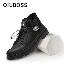 

Leather Boots Men Fashion Winter Boots for Men Split Leather Shoes High Quality Elastic Band Mens Shoes Footwear