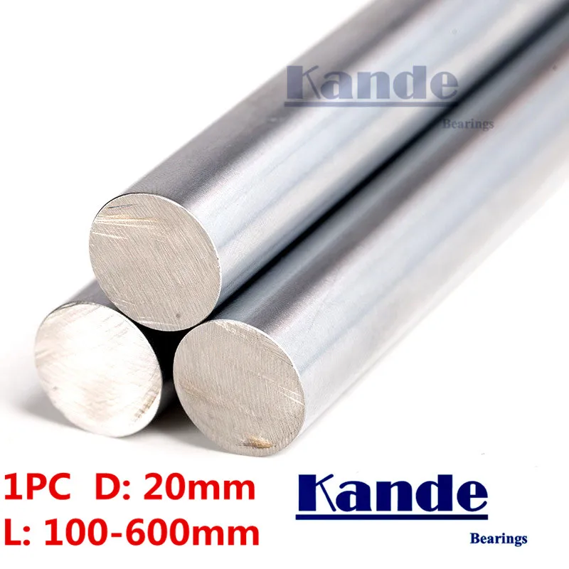 Kande Bearings 1pc d:20mm 3D printer rod shaft 20mm 100-600mm linear shaft 100mm chrome plated rod CNC parts