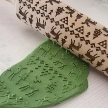 Горячая Рождество Роллинг булавка Выгравированная резная Пич рельефная Скалка кухонный инструмент DC112