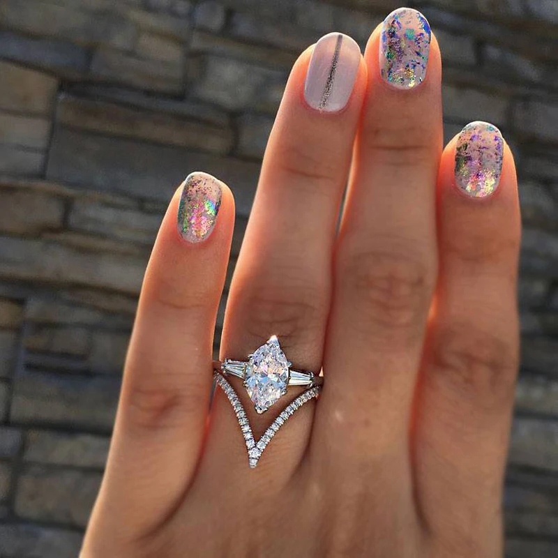

Best Selling Silver Color Micro-inlay Zircon Ring for Women Girls Simple Geometric Design Finger Rings with Stone Jewelry bague