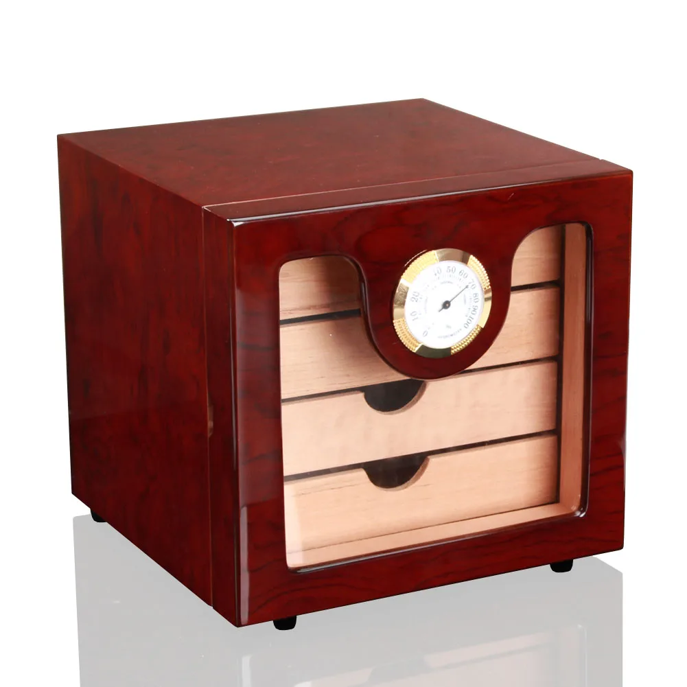 

Cedar Wood Cigar Case Ornate Humidor Box Large Capacity Cigar Humidor with Hygrometer Humidifier for COHIBA Cigars