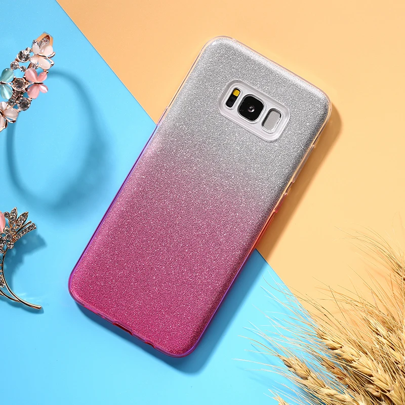 

OLOEY Coque for Funda Samsung Galaxy S8 S7 S6 Edge S5 Note 8 5 4 S8 Plus Case 3 Layer Glitter Bling Soft TPU Silicone Case Cover