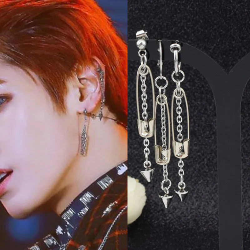 

Pin Rivet Taper KPOP DNA Korean V Stud Earrings Pendientes Mujer Moda Geometric Steel For Women Brincos Earrings Men
