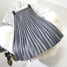 Распродажа, Saia, миди юбка-пачка бархатная плиссированная юбка, Весенняя Корейская юбка с высокой талией, средней длины, средней длины, осень и зима