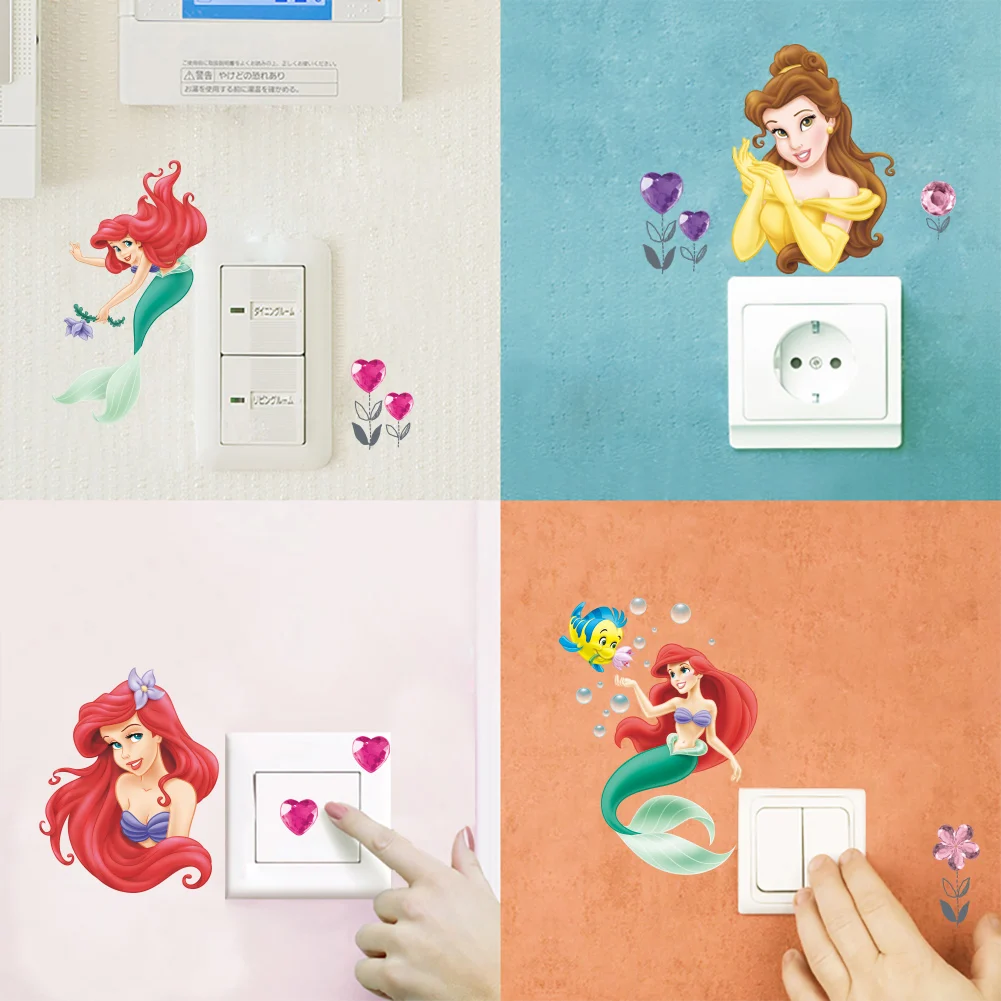 Cartoon Disney Ariel Cinderalle Belle Princess Wall Stickers For Girl's Room Home Decoration Kids Wall Decals Mural Pvc Posters Cartoon Disney Ariel Cinderalle Belle Princess Wall Stickers For Girl's Room Home Decoration Kids Wall Decals Mural Pvc Posters