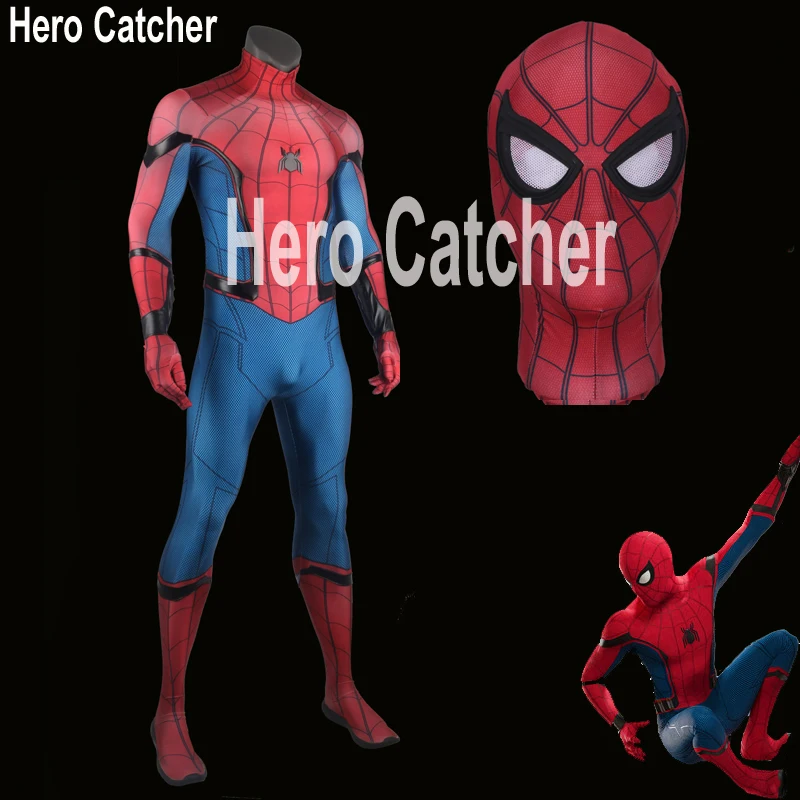

Hero Catcher High Quality Tom Spiderman Costume 2017 Spiderman Suit Homecoming Spiderman Cospaly Costume Fullbody Zentai Suit