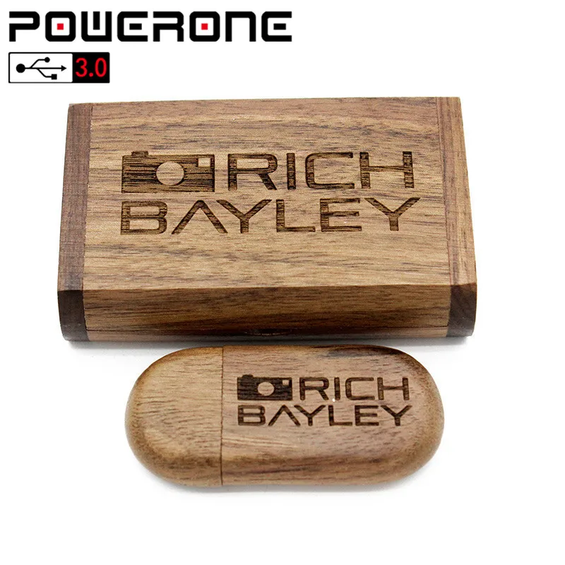 POWERONE USB 3 0 Бесплатная доставка Пользовательский логотип деревянный usb + коробка