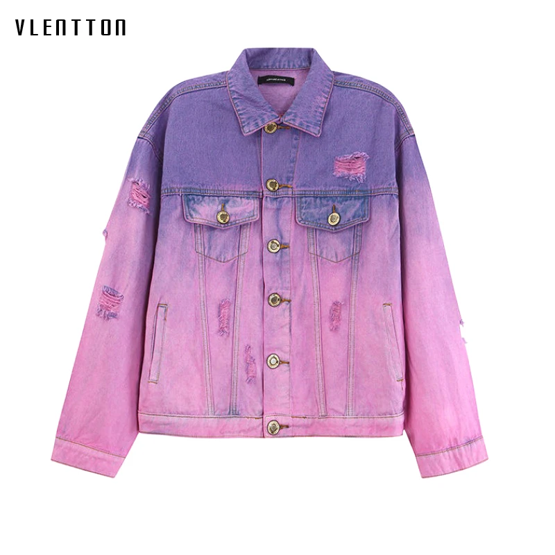 

2019 Spring New Women's Denim Jacket Patchwork Single Breasted Jean jacket Coat Female Long Sleeve Casual Loose Harajuku Outwear