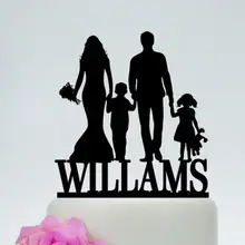 Изготовленный На Заказ Топпер для торта для семьи, Свадебный Топпер, жених и невеста с маленьким мальчиком и маленькой девочкой, пара с детским топпером для торта