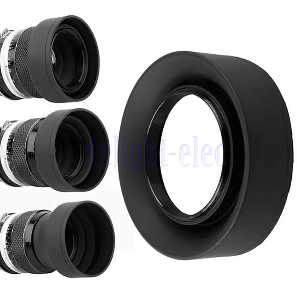 67mm 3 in 1 3 Stage Collapsible Rubber Lens Hood for Canon Nikon DSLR