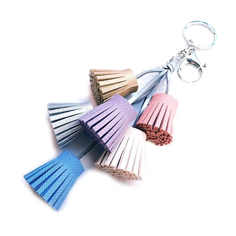 

Leather Tassel Keychain Car Bag Accessories Big Key Rings Christmas Gifts