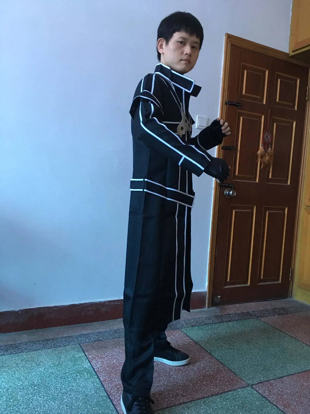 Костюм для косплея искусство меча онлайн одежда Kirito эмблема и пояс