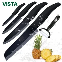 Küche Keramikmesser set 4 “schäl 5” schneiden 6 “chef + 6” Gezackten Brotmesser messer Peeler Zirkonia Schwarze blatt-messer