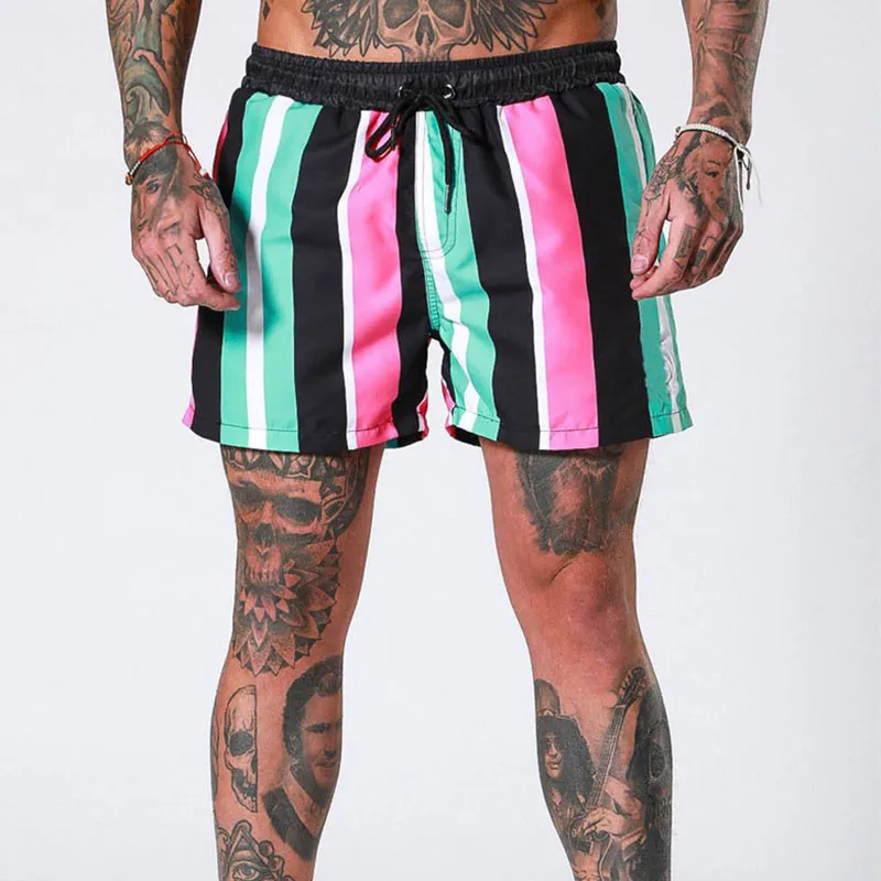 GITF полосатые быстросохнущие мужские шорты для бега однотонная спортивная одежда фитнес короткие брюки для бодибилдинга для занятий спортом, тренажерного зала пляжные шорты
