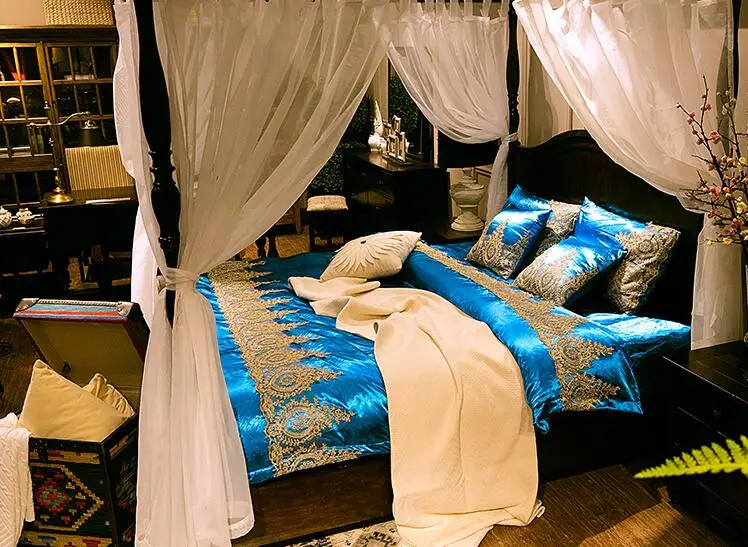

Nothern European Palace Gold Lace Luxury Silk Cotton 4pcs Bedding Sets Duvet Cover Bedsheet Pillowcase Star Hotel Beding Product