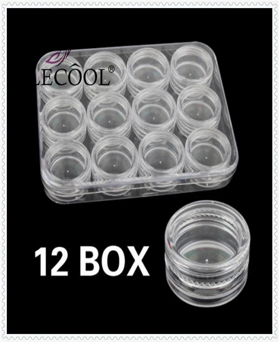 

Transparent Round Nail Tool Storage Box Nails Jewelry 3D Nail Stone Decoration Crystal Storage Container for Nail Art Rhinest