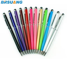 500 шт./лот BRSUANG красочные 2 в 1 емкостный клип смартфон стилуса Touch Pen и шариковая ручка для iPhone Samsung iPad планшетный ПК