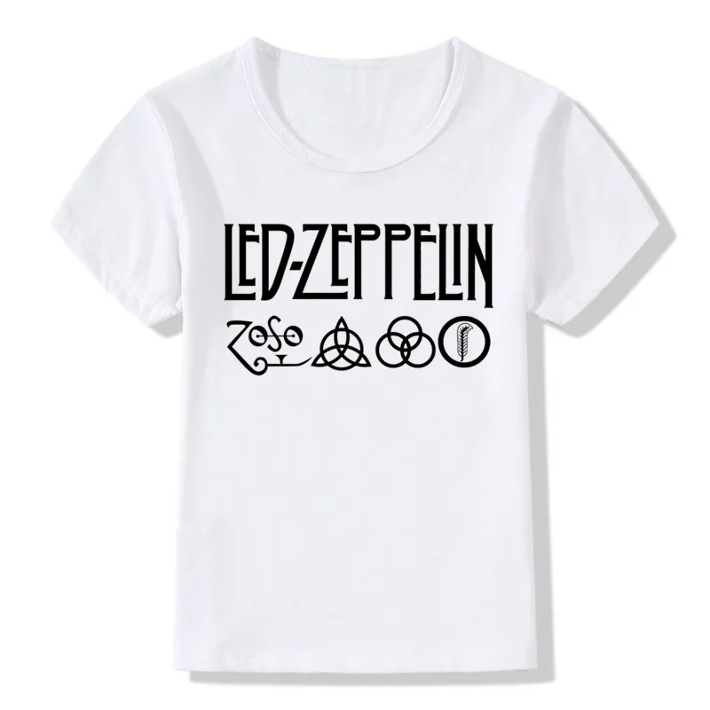 Модная футболка для мальчиков и девочек с принтом «Рок Зеппелин», «зосо», детские футболки с короткими рукавами, Детские повседневные
