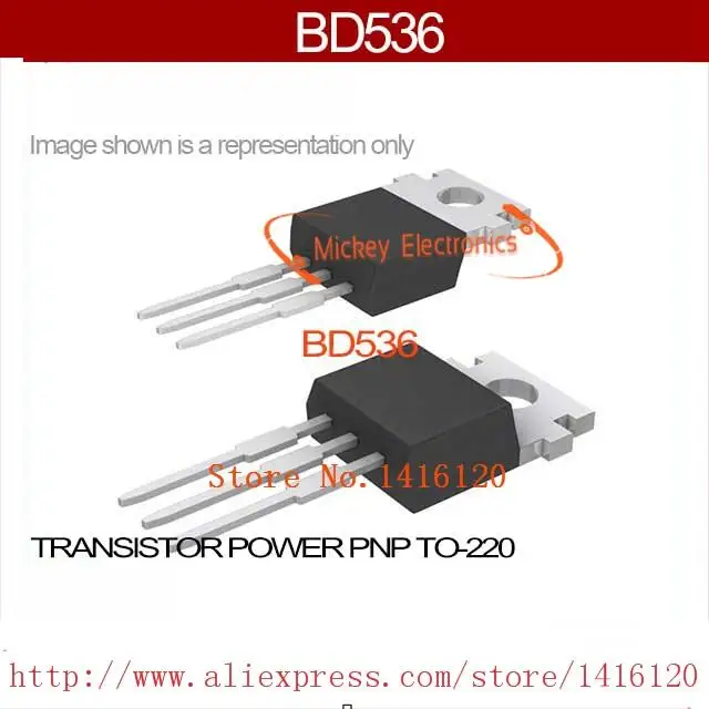 Lot de 5 BD536 Transistor PNP 60V 8A TO-220 Inchange RoHS 