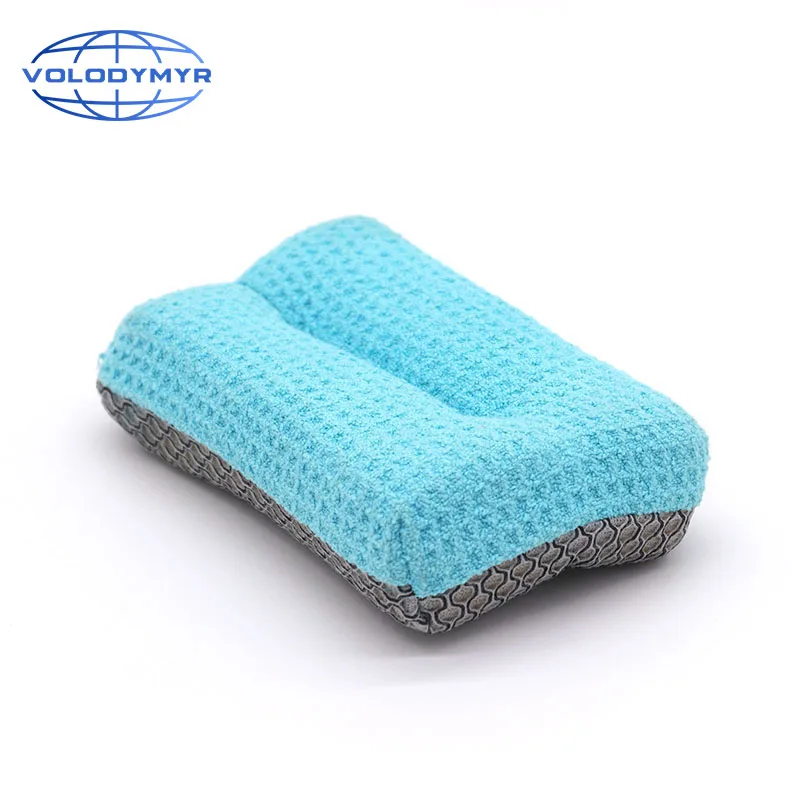

Car Cleaning Sponge Microfiber Applicator Small Volume Rectangle Light Blue Waffle Weave Applicator Pad Forauto Wash Cloth
