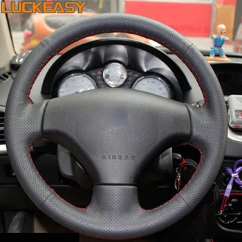 

Black Leather Hand-stitched Car Steering Wheel Cover for Peugeot 206 207 Citroen C2