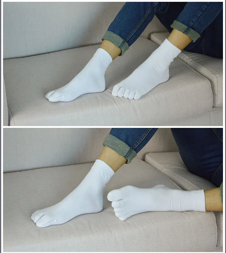 VERIDICAL 5 пар/лот мужские хлопковые носки с носком контрастные Лоскутные однотонные мужские пять пальцев Короткие носки белый черный носки