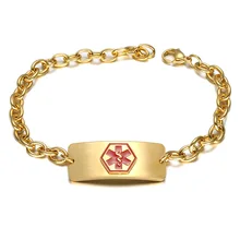 Гравировка, медицинский опознавательный идентификационный браслет, нержавеющая сталь, оповещение, фельдшер, значок, звено, цепочка, браслеты, ювелирные изделия