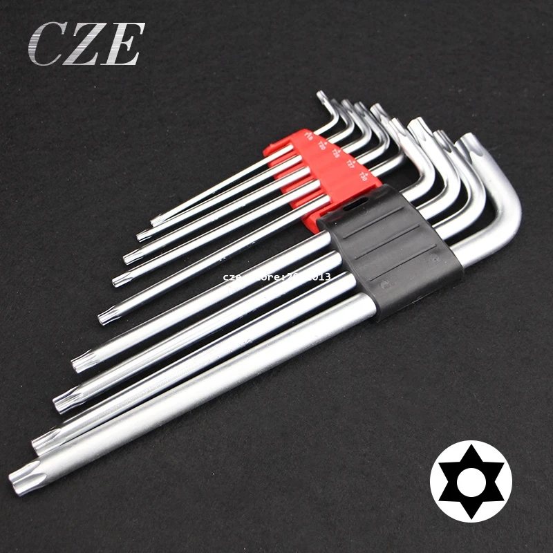 Buy 9 IN 1 Long Type Hex Key with Hole Wrench Set CRV Material T15 T20 T25 T27
