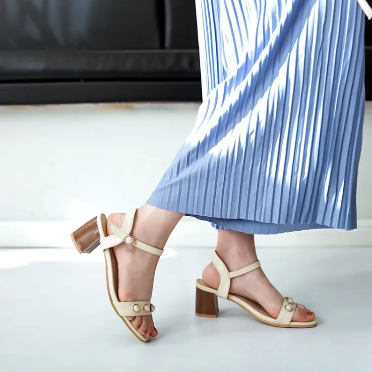 

Big Size 9 10 11 12 13 14 15 high heels sandals women shoes woman summer ladies Pearl sandals with one word
