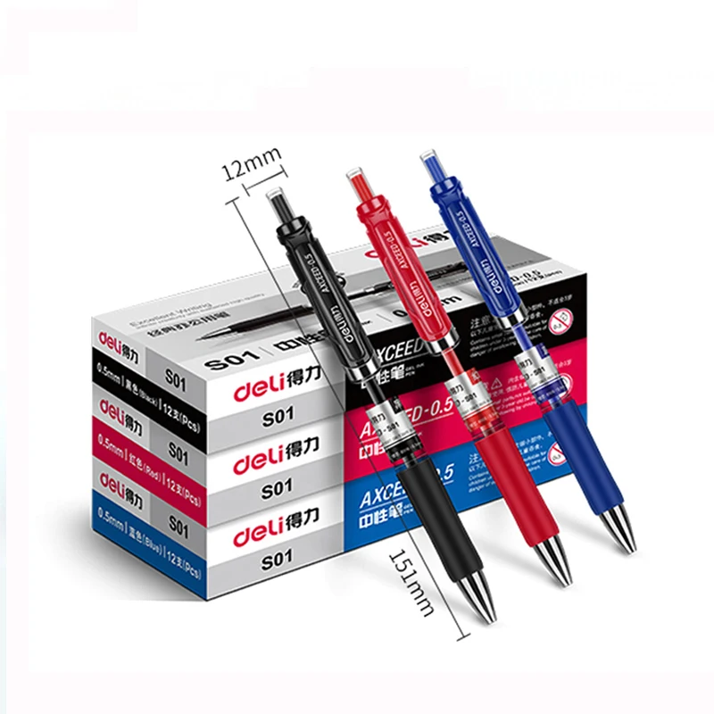 

Gel pen 3 Pcs 0.5mm Office supplies Stationery gel pens for students writing Black Red Blue High quality gel pen refills