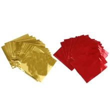 Милые 200 шт сладости Конфета посылка фольга бумага фольга для шоколада на палочке обертки квадратные(золото и красный