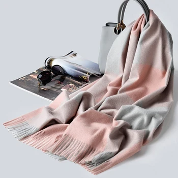 

Winter Faux Cashmere Plaid Scarf For Men Women Shawls Wraps Pashmina Soft Warm Tassel Long Scarves For couple 180x65cm