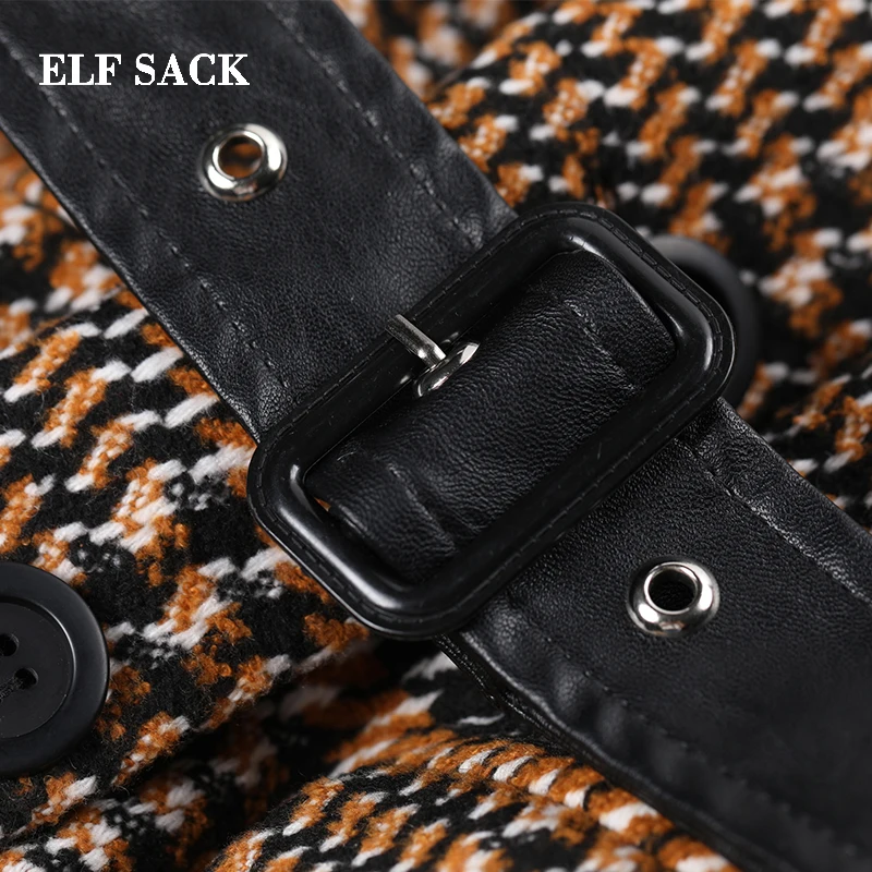 ELFSACK зима новинка 22.1% шерстяные куртки для женщин повседневные длинные с отложным