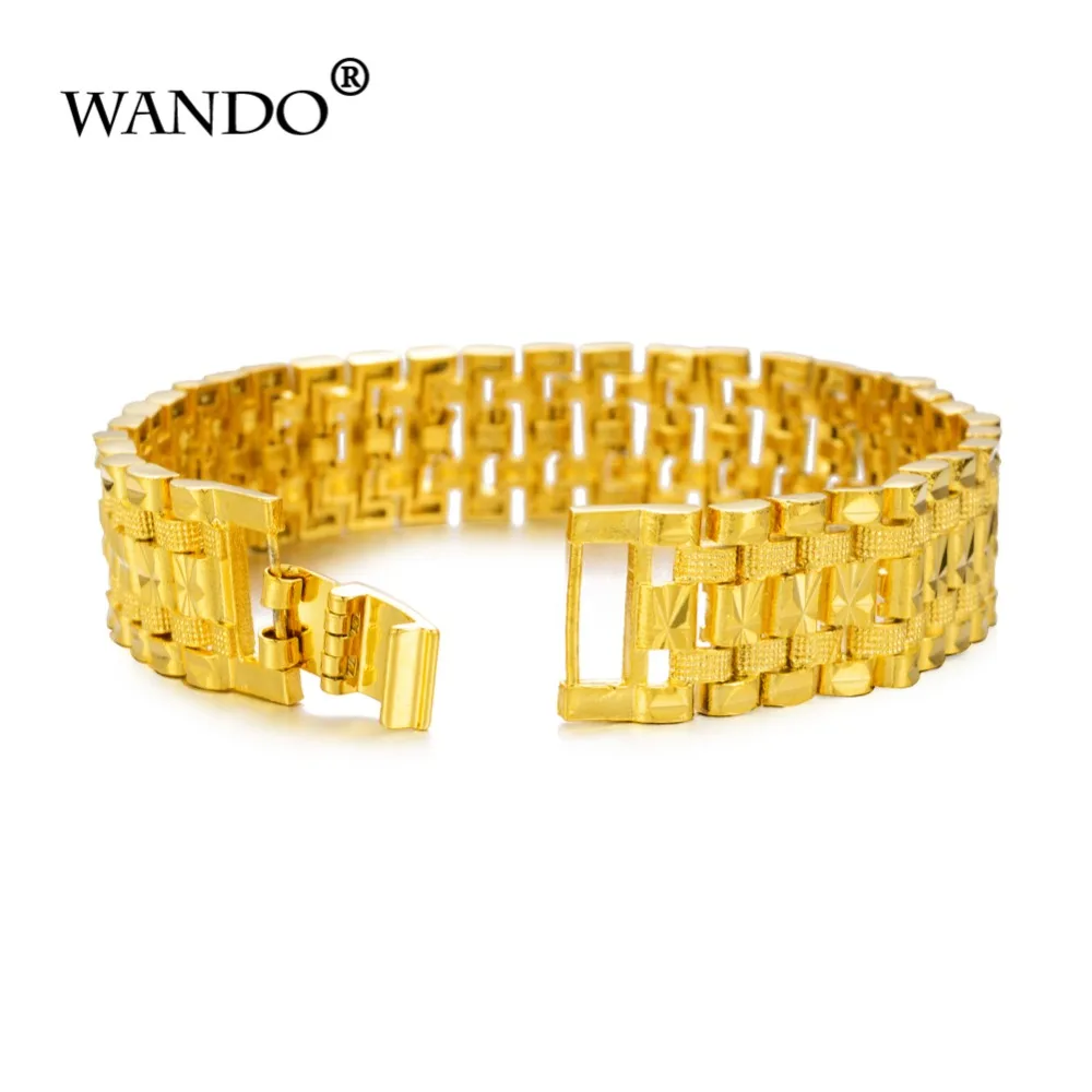 WANDO хип-хоп стиль, высокое качество 23 см* 16 мм панк ветра браслет золото Цвет Cooper Материал Для мужчин ювелирные изделия широкая сеть Для мужчин подарок b33