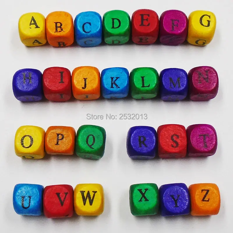 

ZIEENE 26PCs 52PCs 78PCs Mixed 7 Colors Square Wood Beads Letter A-Z Cube Sewing Scrapbooking Crafts Handmade Wooden Button