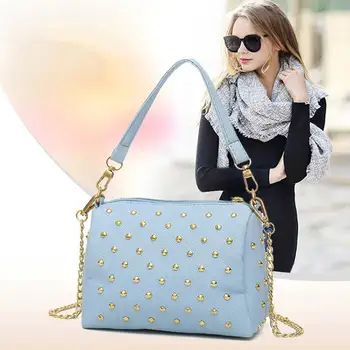 

Fashion Women Bag Mini Clutch Mobile Purse Handbag Rivet Casual PU Leather Crossbody Shoulder Bag Best Sale-WT