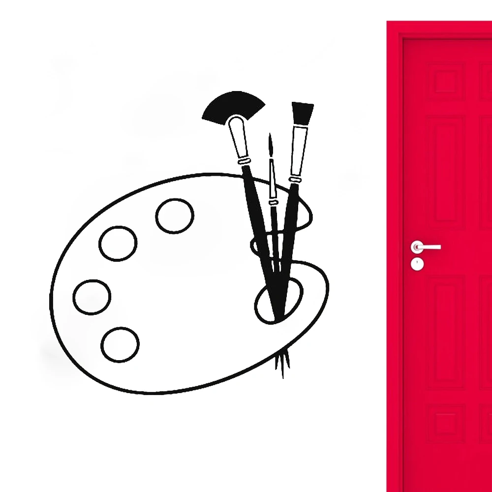 Painting Brushes Palette Wall Stickers Teens Room Decor Waterproof