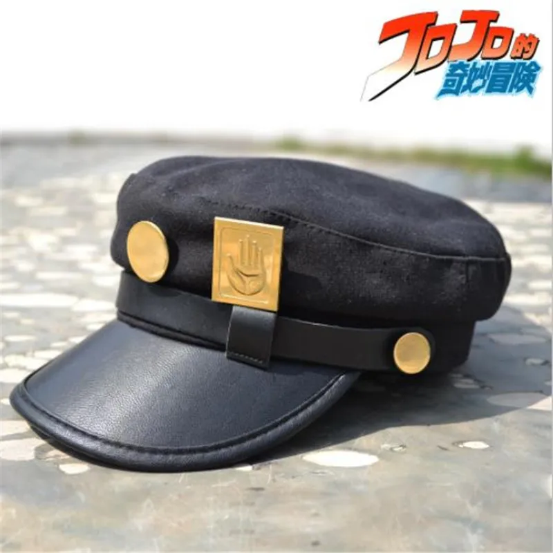 

New Anime Cosplay Fantastic Adventure Jotaro Kujo Joseph Army JOJO Hat Cheng Taro Metal Badge Sun Hat Male And Female Adult Hat