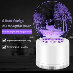 Москитная лампа, светодиодный убийца комаров, USB энергосберегающий, эффективный и тихий ингалятор 3D москитная ловушка