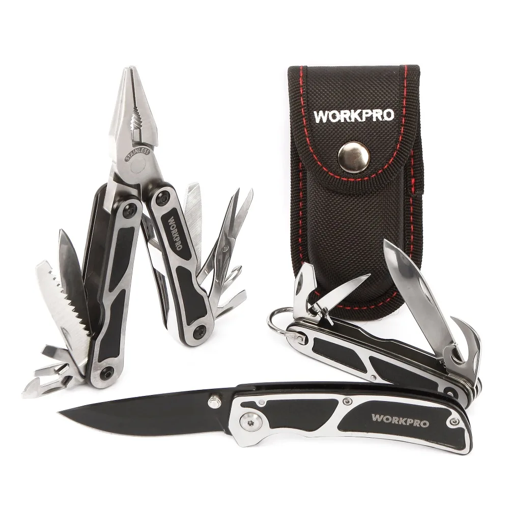 WORKPRO 3 قطعة أداة تخييم مجموعة متعددة كماشة سكينة تكتيكية متعددة أدوات أدوات إنقاذ أطقم