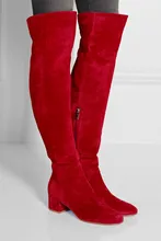 2017new fashion over the knee boots women suede square chunky heel thigh high boots round toe botas mujer