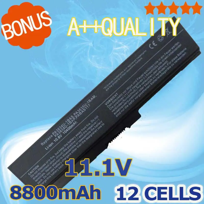 12 ячеек батареи ноутбука PA3634U-1BAS PA3634U-1BRS PA3635U-1BAM PA3635U-1BRM PA3636U-1BRL PA3638U-1BAP для Toshiba |