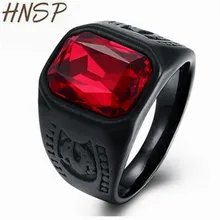 HNSP anillos clásicos negros de Piedra Roja para hombres, regalo de joyería masculina, venta al por mayor
